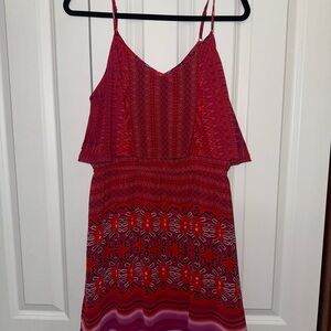 Express Coral Ruffled Sundress with Spaghetti Straps for Resort Wear